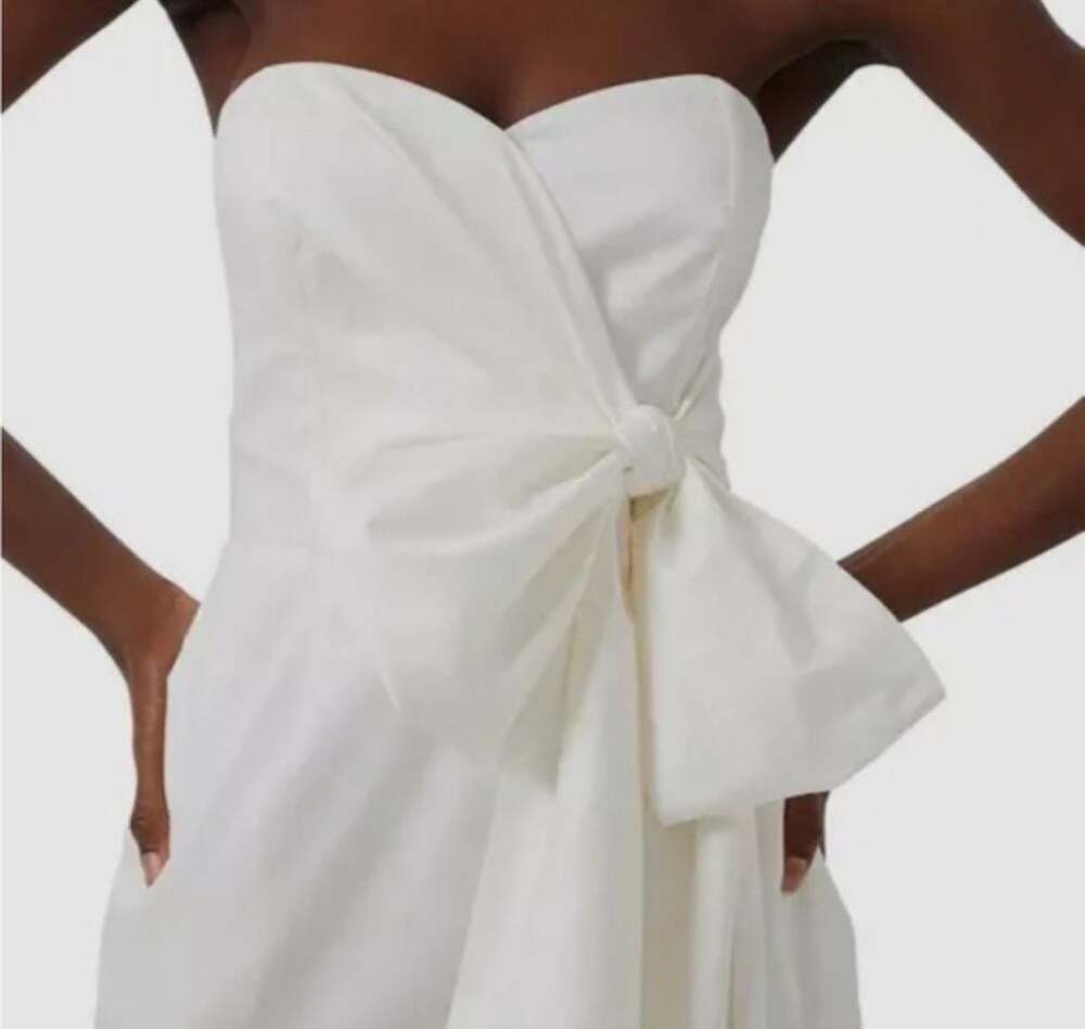 French Connection Florida Summer White Strapless Bow Maxi Dress Size 6 - Picture 8 of 10